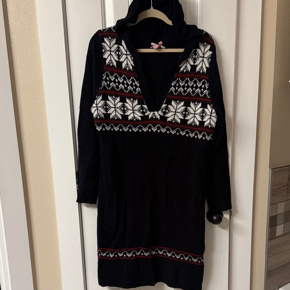 Derek Heart Black and White Knit Midi Dress